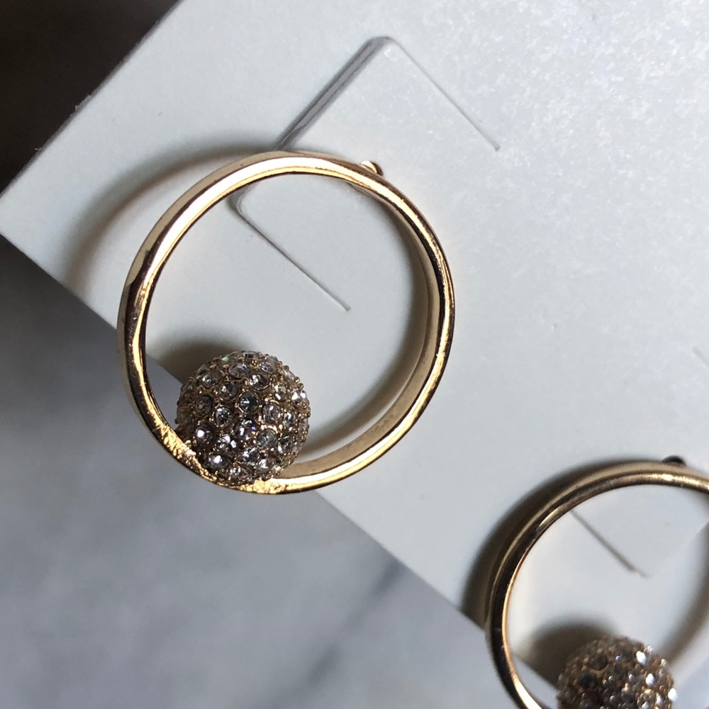 Rebecca Minkoff Pavé Sphere Frontal Hoop Earrings - Picture 3 of 3